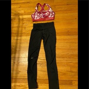 Under Armour exercise set leggings size S top L